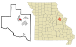 Warren County Missouri Incorporated and Unincorporated areas Truesdale Highlighted